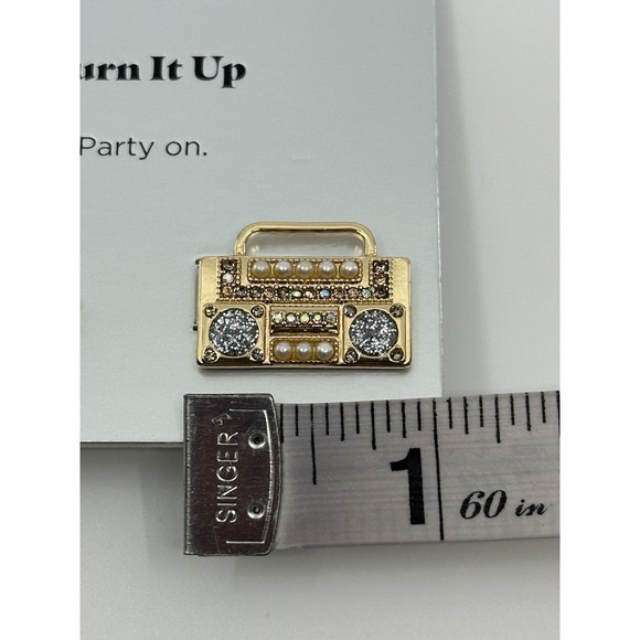 Sugarfix By Baublebar Earrings Boombox Party "Turn it Up" Rhinestones Gold Tone - Picture 6 of 7